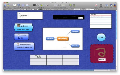 Curio Options - Idea Space Choices Curio Options Idea Space Choices 500x313 Curio 6 for Mac: A Limitless Canvas for Creating Ideas
