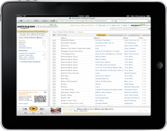 Amazon Cloud Player in iPad Screenshot