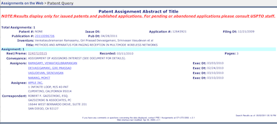 Apple's Paging Patent Screenshot