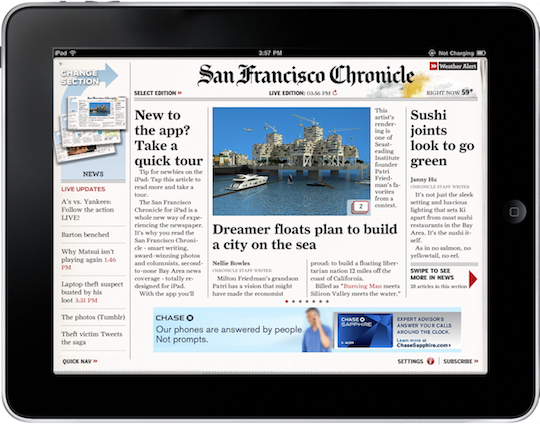 San Francisco Chronicle iPad App Screenshot