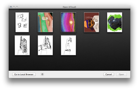 SketchBook Pro with iCloud browser