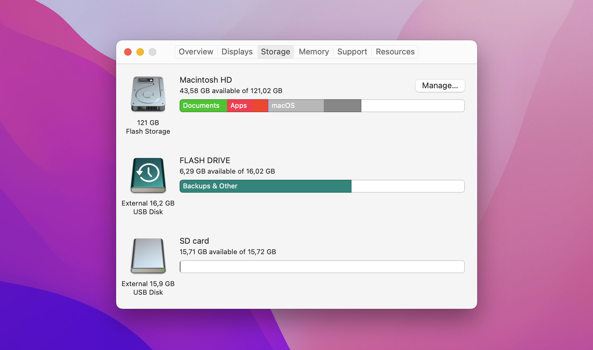 Click on Storage to view a display of your Mac’s storage