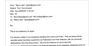 Old Emails Show Steve Jobs Threatening Palm With Patent Suit Over No-Hire Policy
