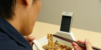 Ramen Bowl With Built-In iPhone Dock Takes The Loneliness Out Of Eating