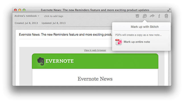 Evernote For Mac Integrates Skitch, Lets You Preview Documents And Highlight