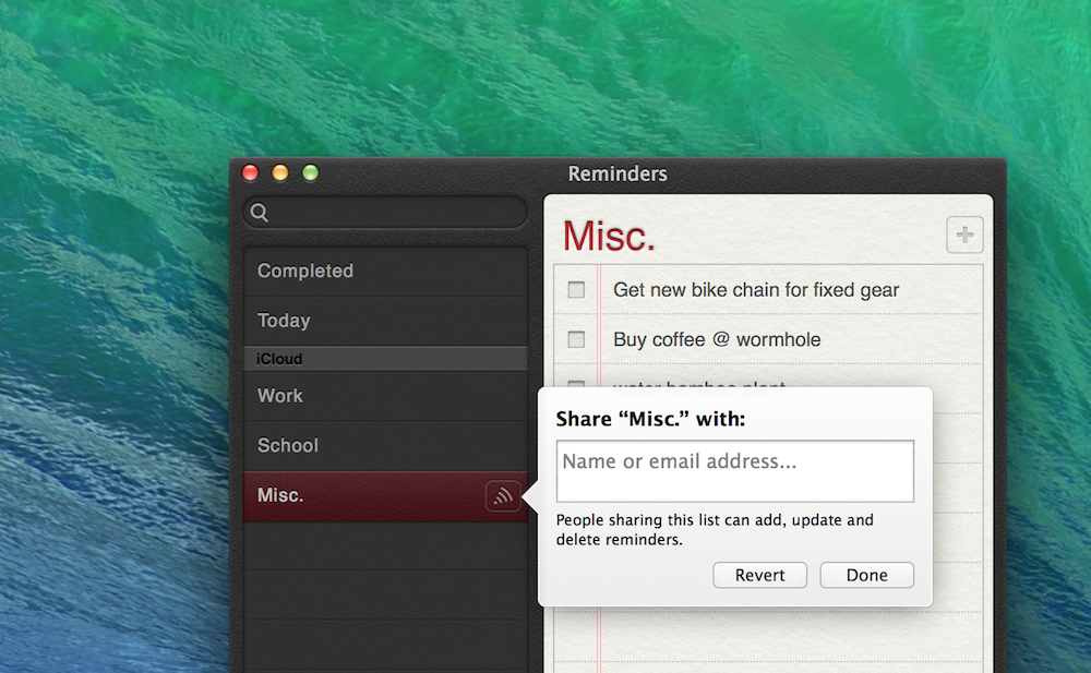 You Can Share Your Reminders List In Mavericks