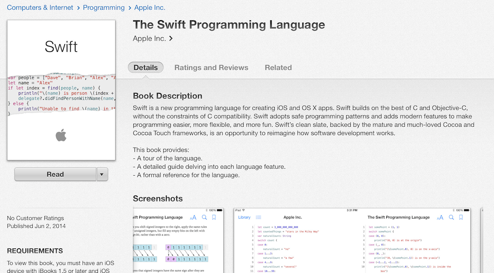Apple Pushes Swift Manual Live On The iBookstore