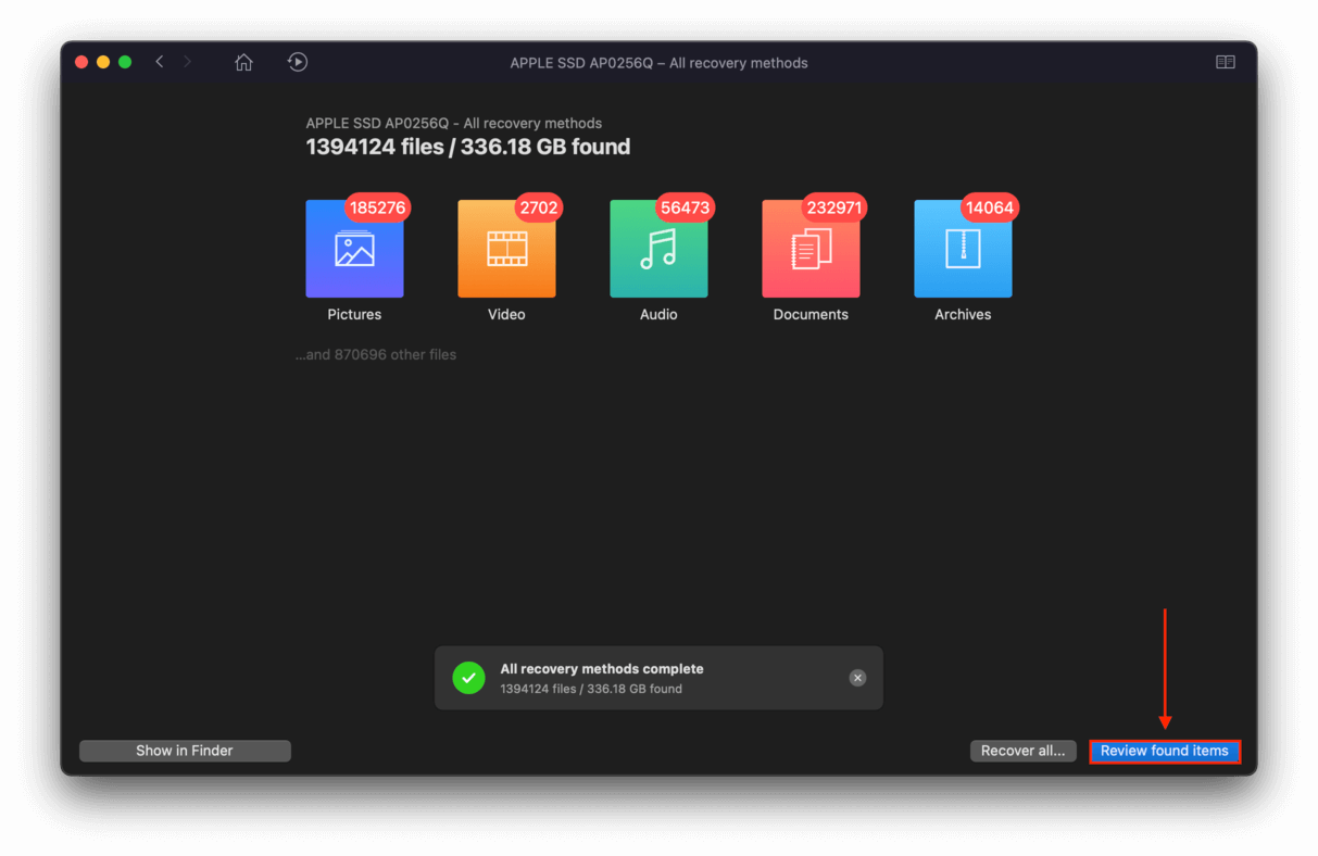 Disk Drill scanning process
