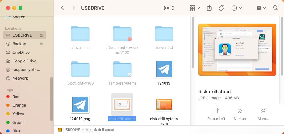 USB drive hidden files
