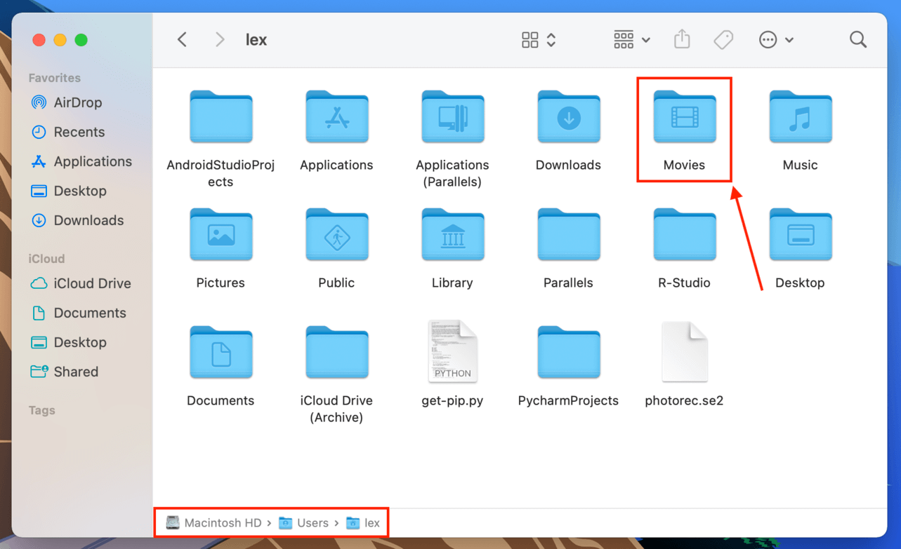 Movies folder in the Final Applications folder
