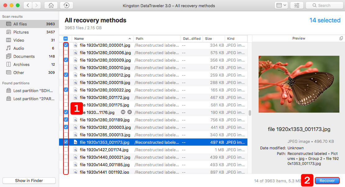 Select Files that You Want to Recover