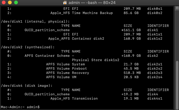 Find the Partition with diskutil list