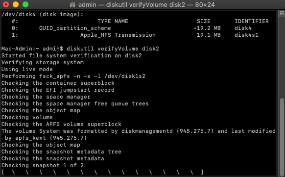 diskutil verifyVolume ID