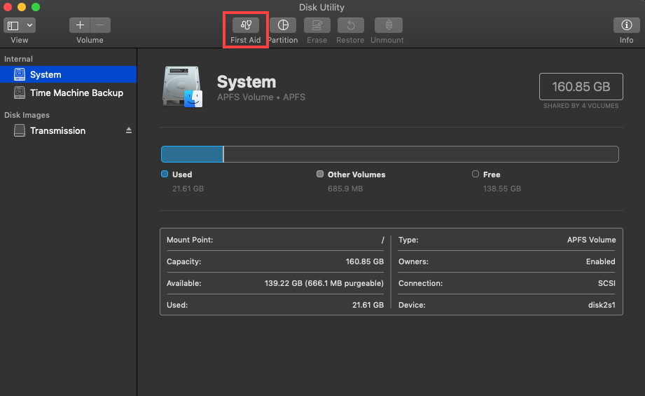 Select the partition you want to repair