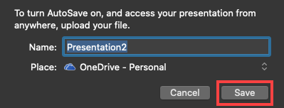 Save your presentation to OneDrive