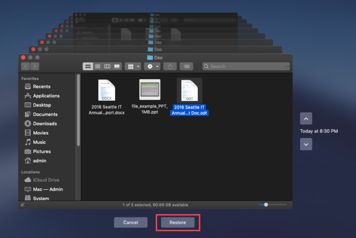 mac time machine restore files