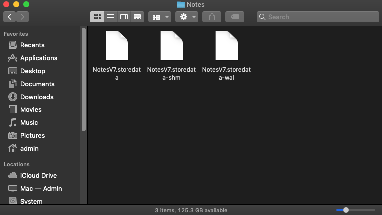 Database file in Notes folder
