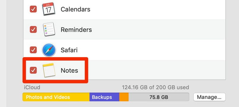 Check notes in icloud