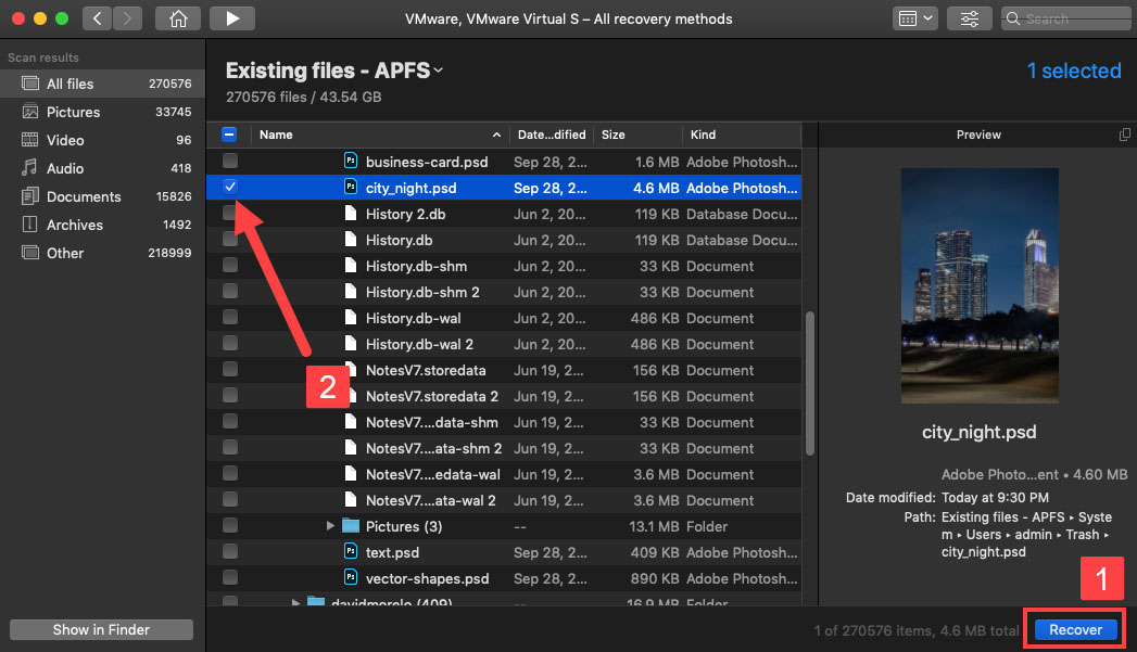 Recover psd files