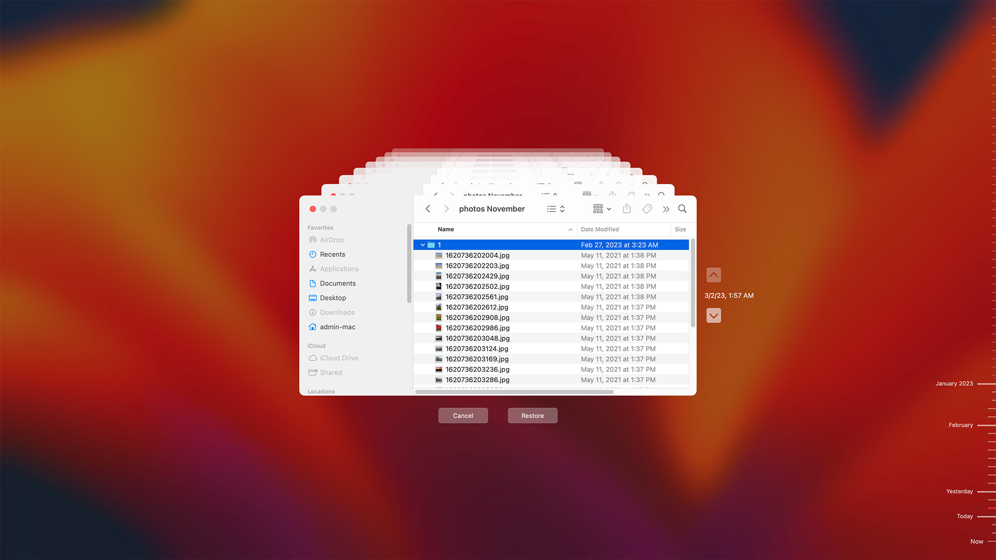 Restore selected folder