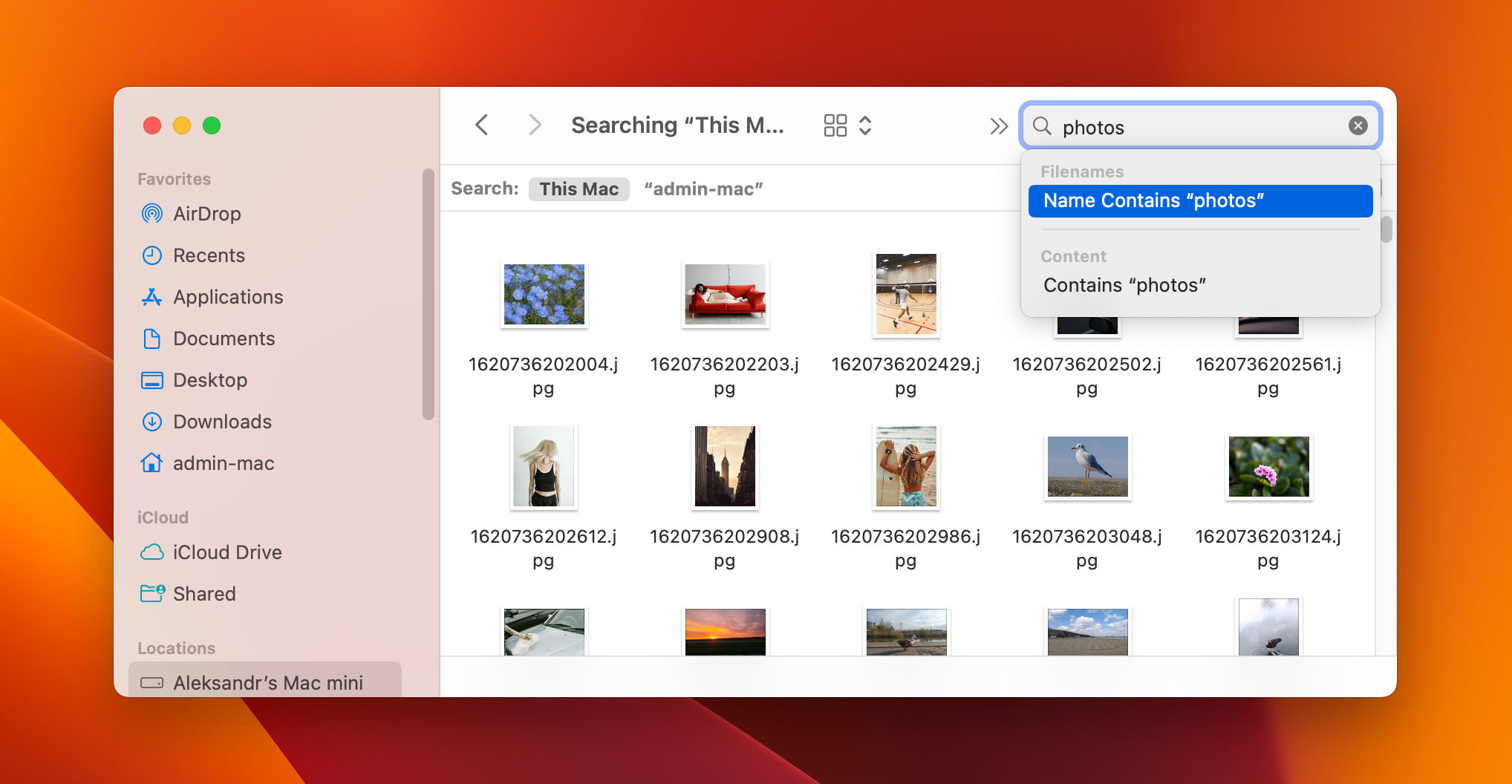 Name contains option in Finder 
