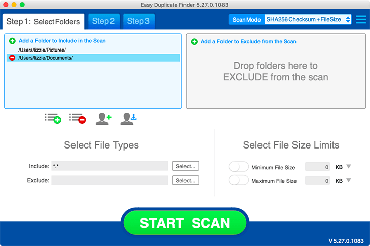 Easy Duplicate Finder scanning options