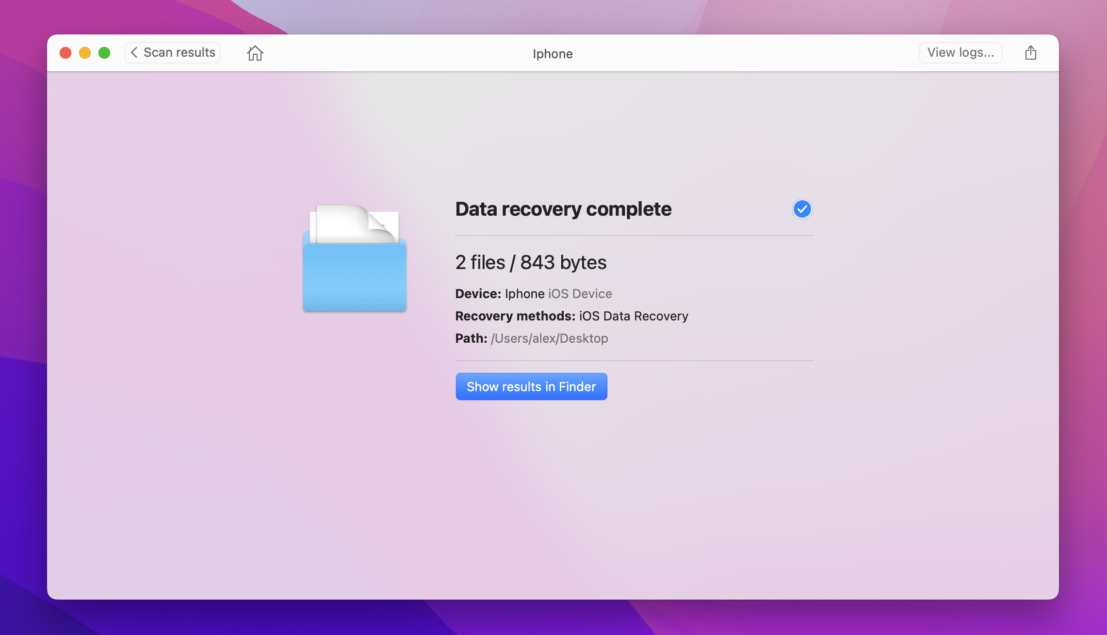 recovery complete message