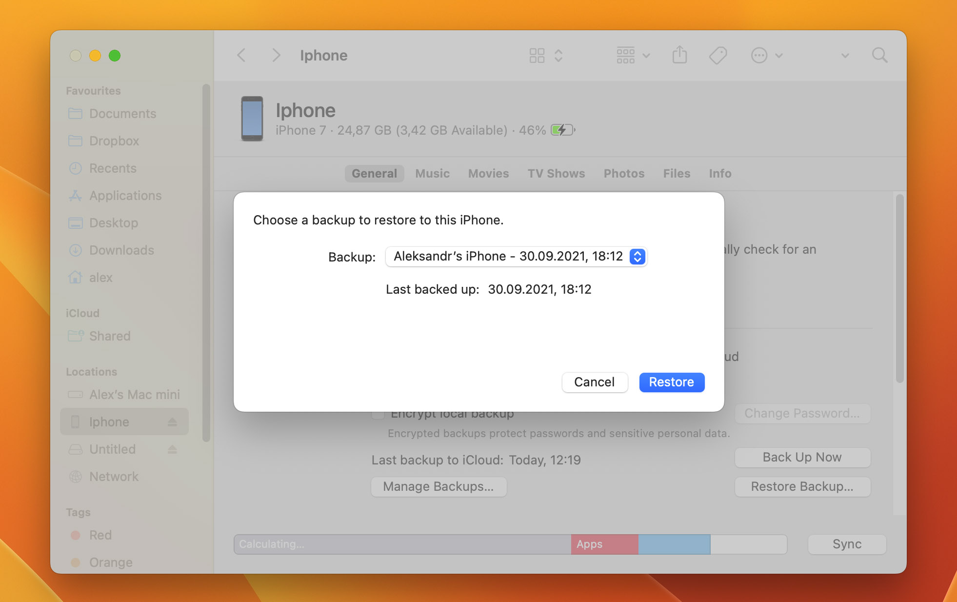 select backup and restore photos