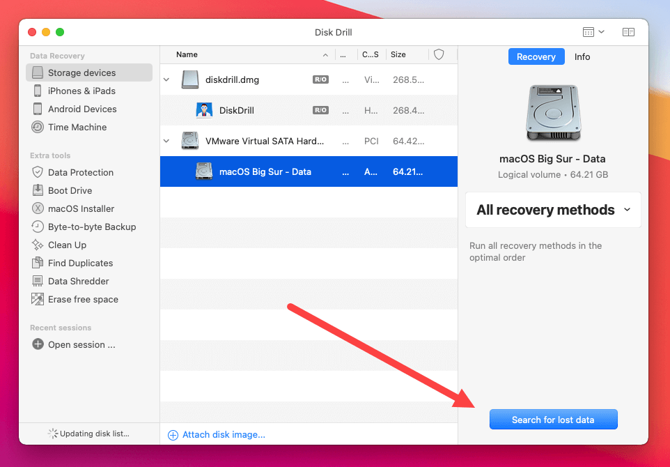 disk drill search for lost data annotated