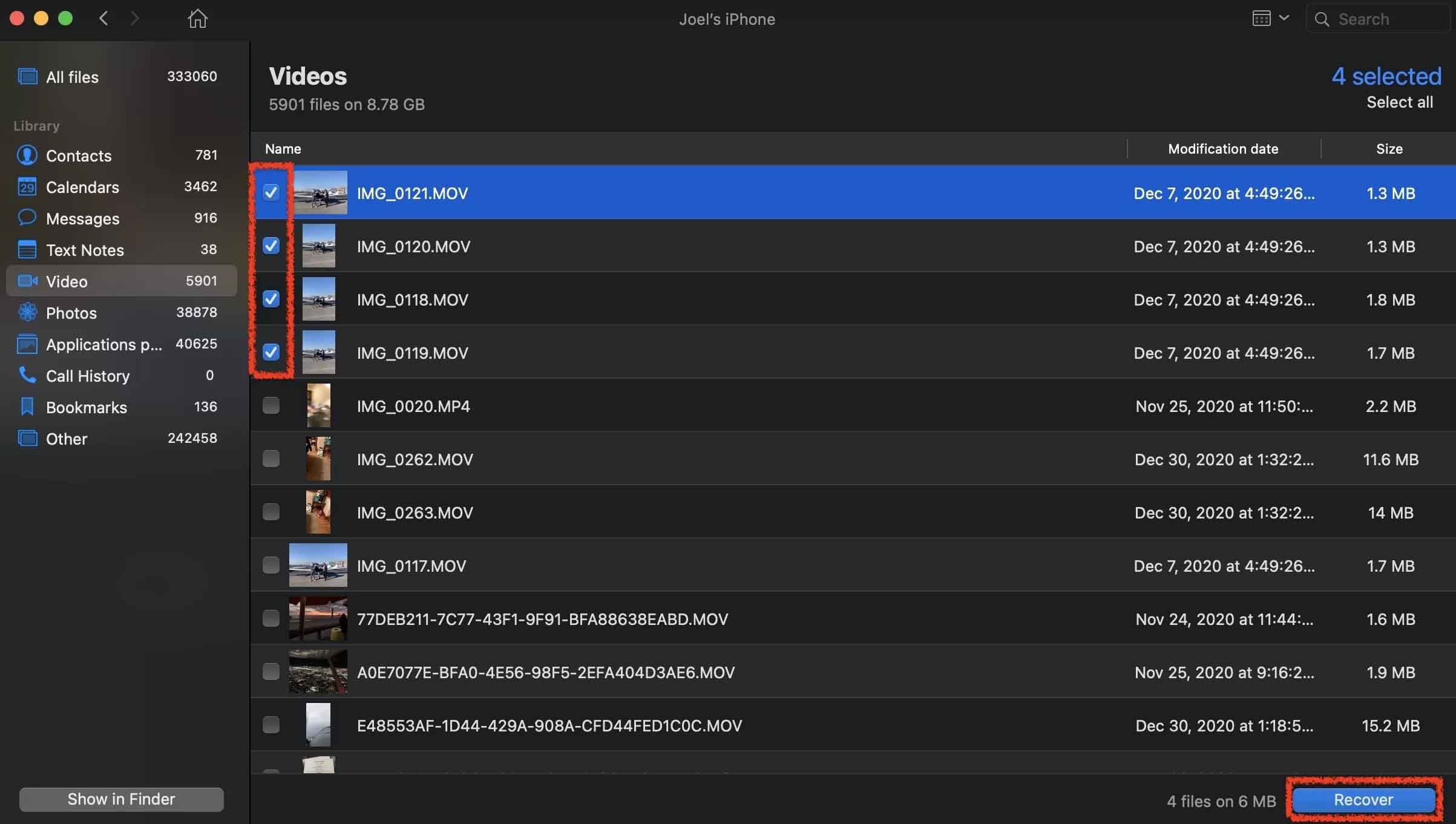 recovering videos in disk drill