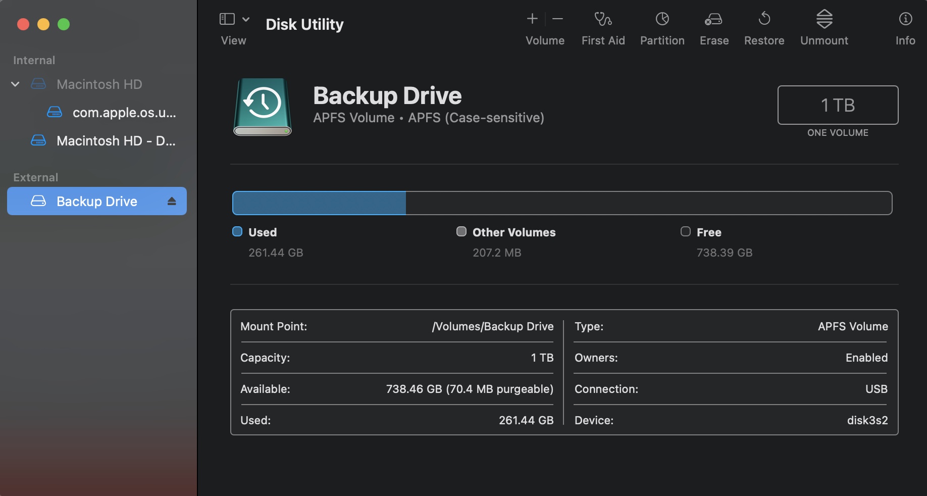 external hard drive in disk utility