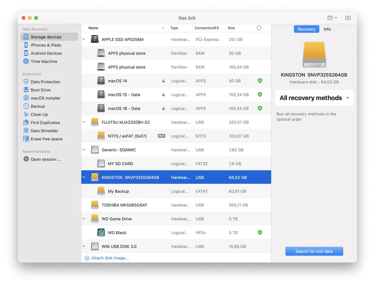 Disk Drill Android recovery on Mac