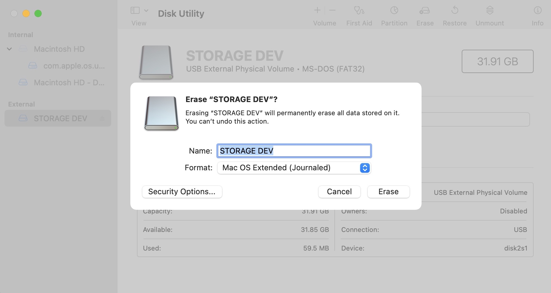 formatting compactflash card in disk utility