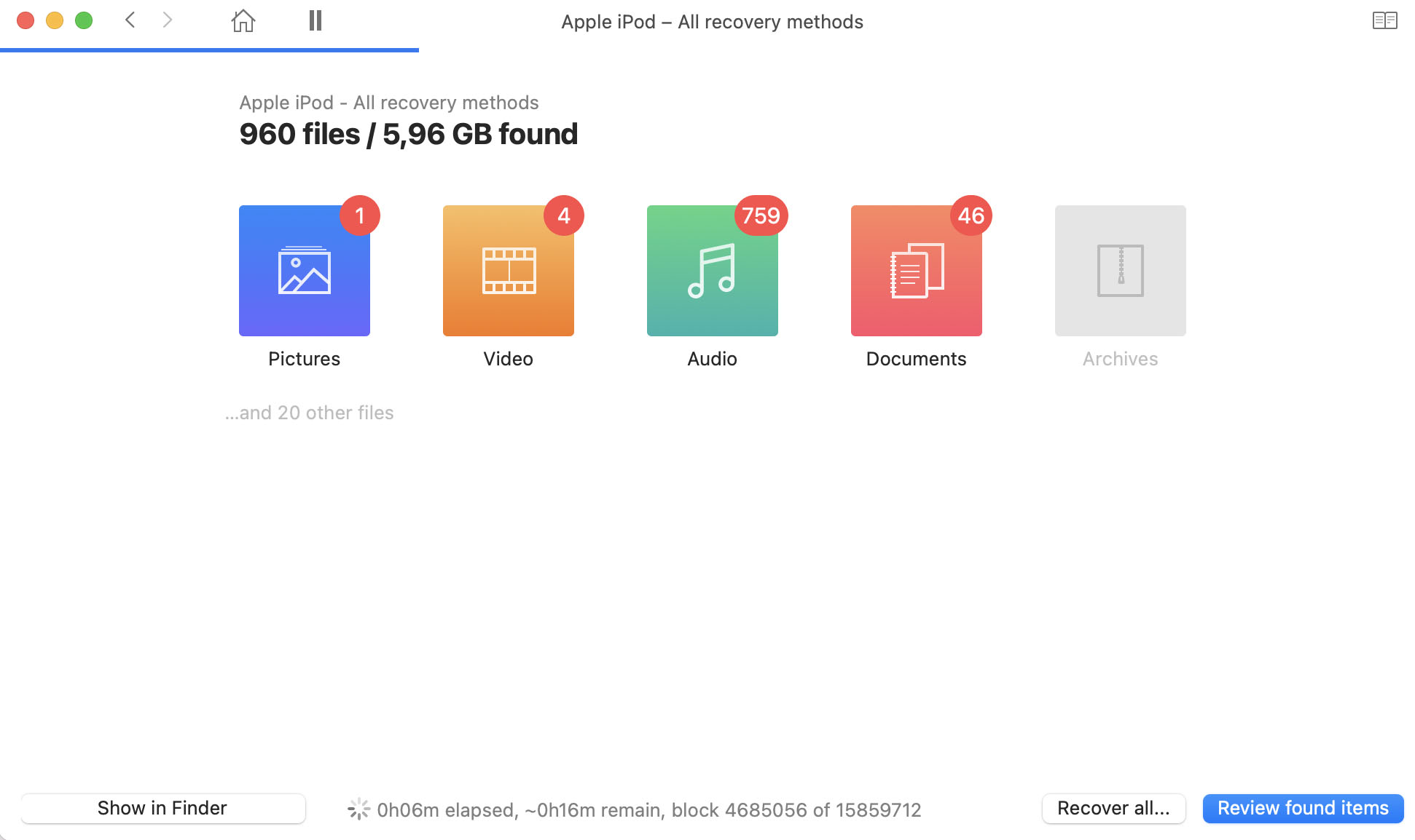 ipod nano scanning process with disk drill