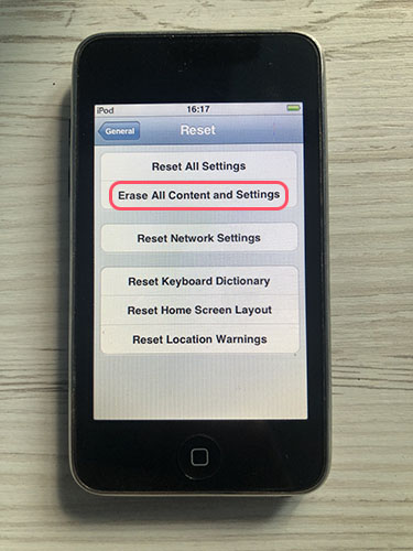 restore ipod touch with icloud backup step 1