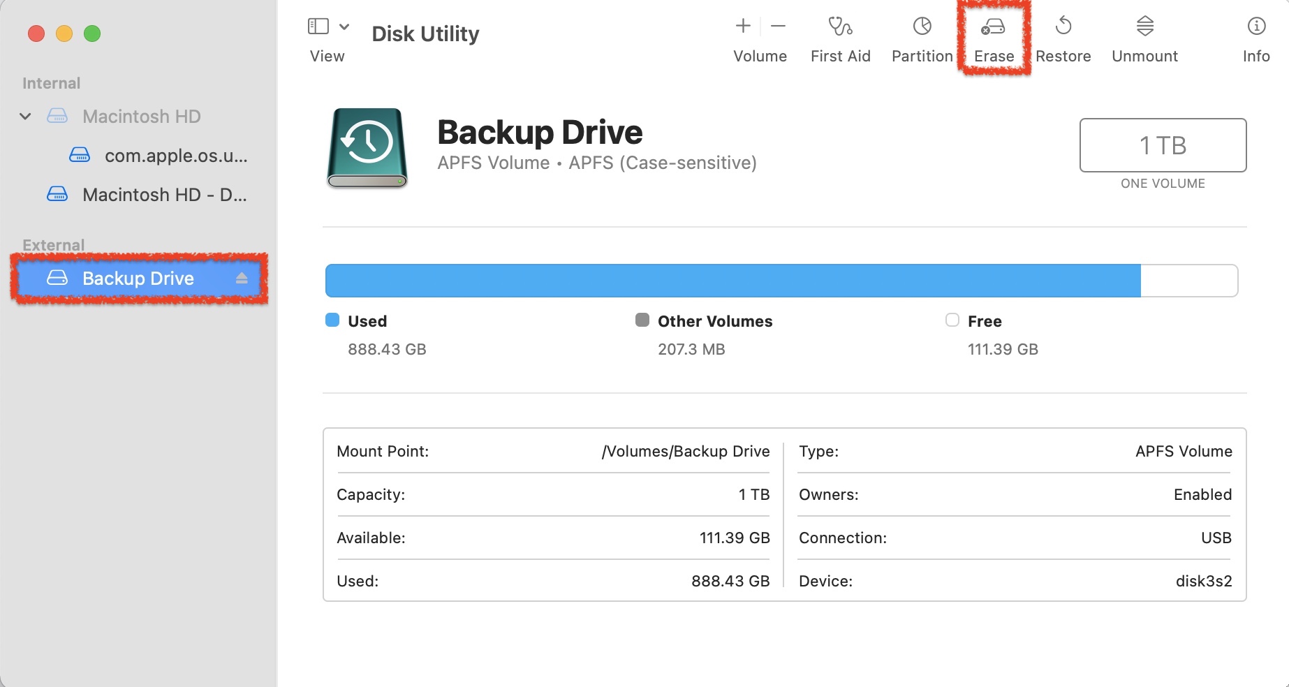 erasing external hard drive in disk utility