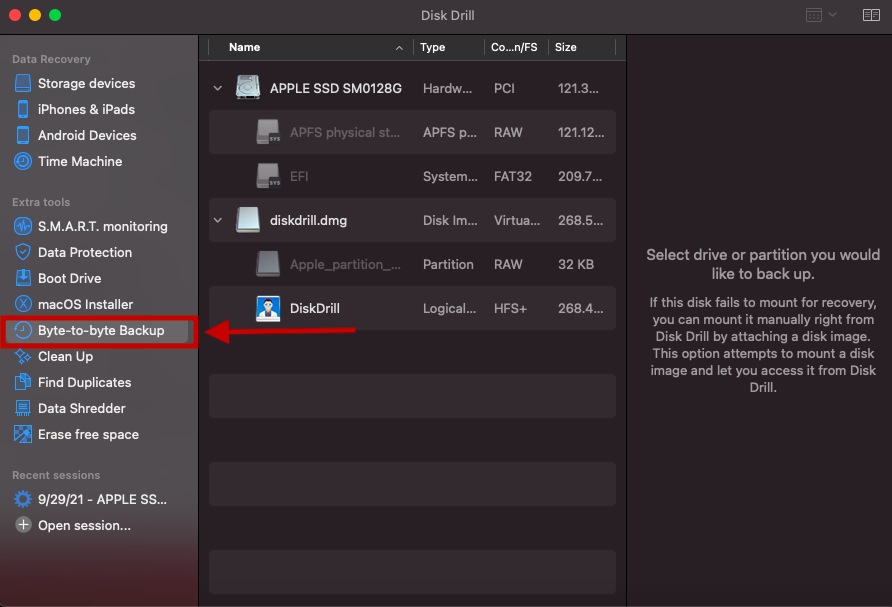 byte-to-byte backup