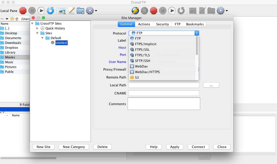 CrossFTP - Mac ftp client