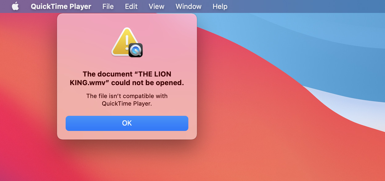 quicktime cannot play wmv files