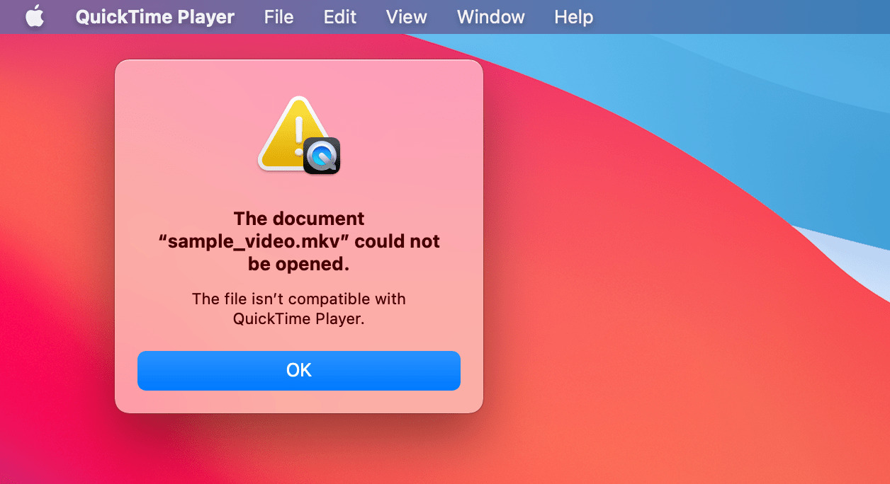 quicktime can't play mkv
