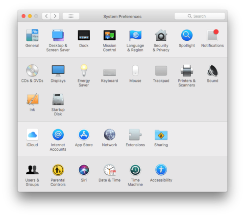 System Preferences window