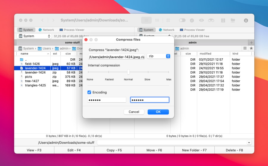 Commander One is the best file manager for macOS working flawlessly with ZIP, RAR, 7Zip, TBZ, TGZ archives.