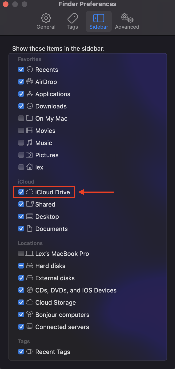 Mac finder preferences window