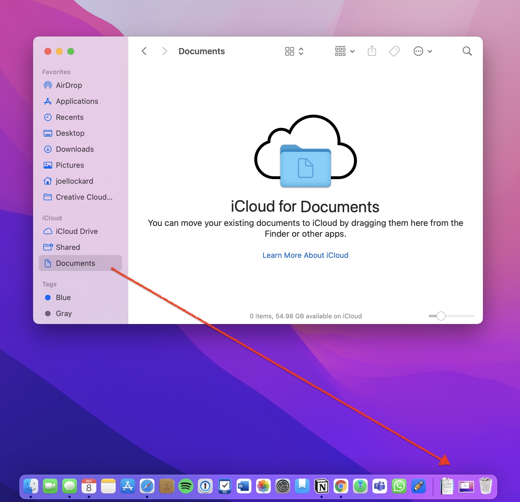 dragging documents folder