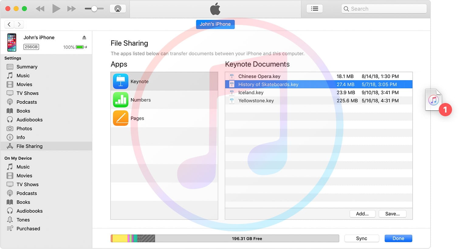 Share files from iPhone to Mac via iTunes File Sharing
