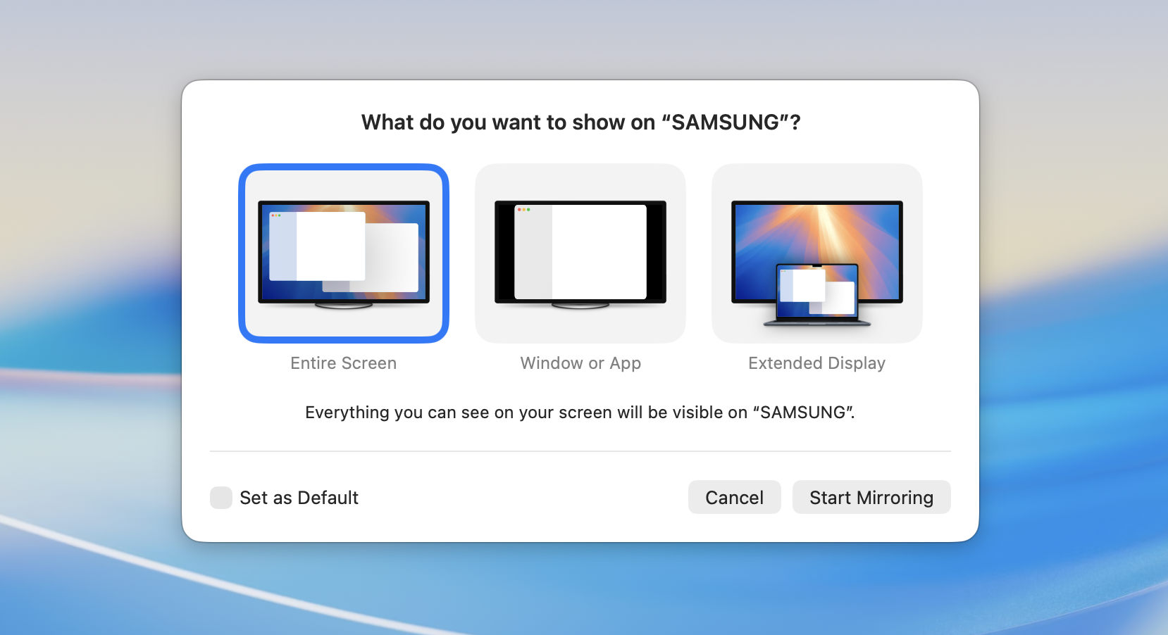 select display option