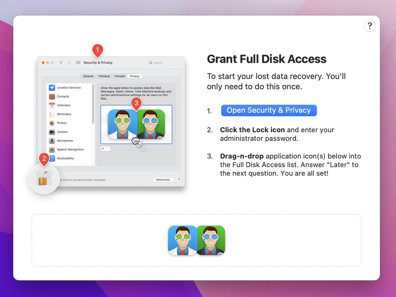 Grant Disk Drill permissions