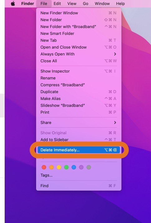 File while holding option key