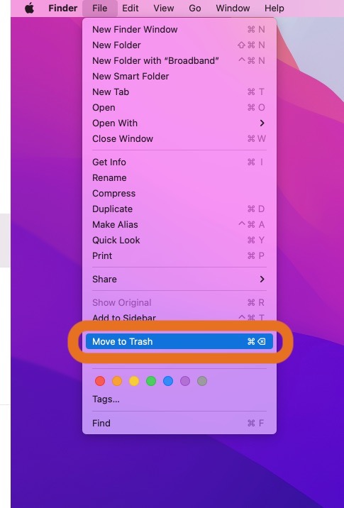 File without holding option key