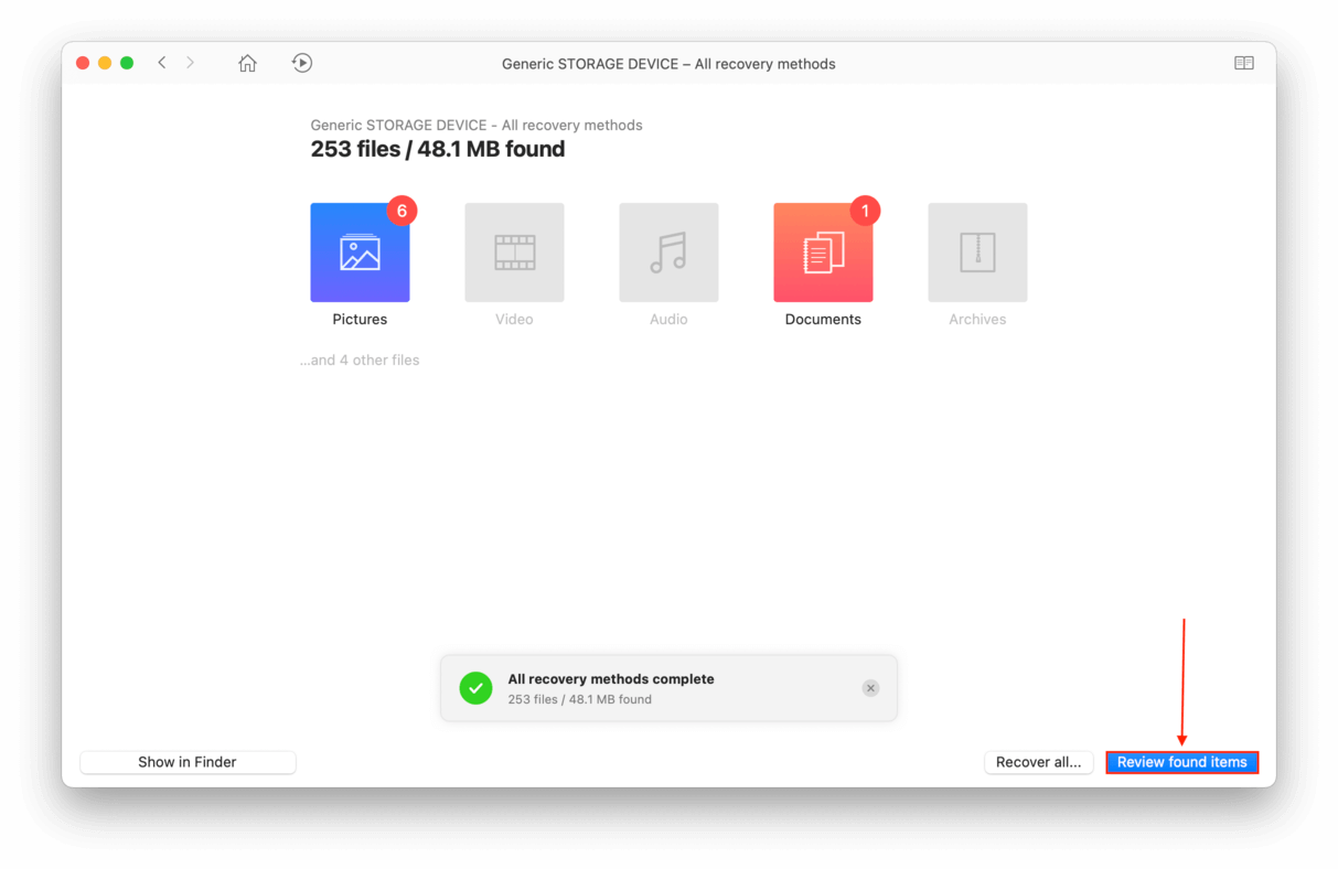 Disk Drill scanning screen